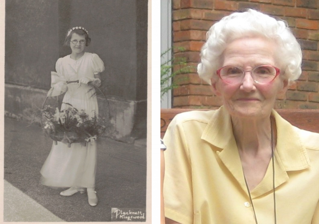 Joyce Comley, age 10 and Joyce Ashcroft, age 92