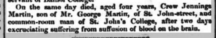Oxford University and City Herald 15 May 1841 - death of Crew Jennings Martin's 