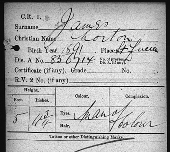 Norton James’ official MN card stating him to be a “Man of Colour”.