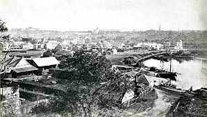 Historic photo of Wooloomooloo Bay, Sydney, NSW, Australia, 1850s.