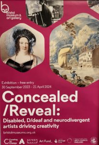 Concealed /reveal exhibition poster with dates