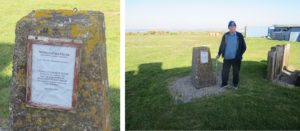 Norman (aka George) Lindegaard stood next to a triangulation point at the Lusitania mesuem and memorial garden in County Cork.